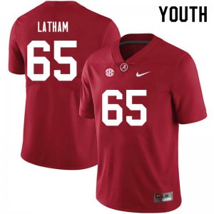 NCAA Youth Alabama Crimson Tide #65 JC Latham Stitched College 2021 Nike Authentic Crimson Football Jersey NA17H83EW